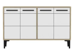 Aparador Kailua 1948, Roble|Blanco, 75x120x30cm, Aglomerado laminado
