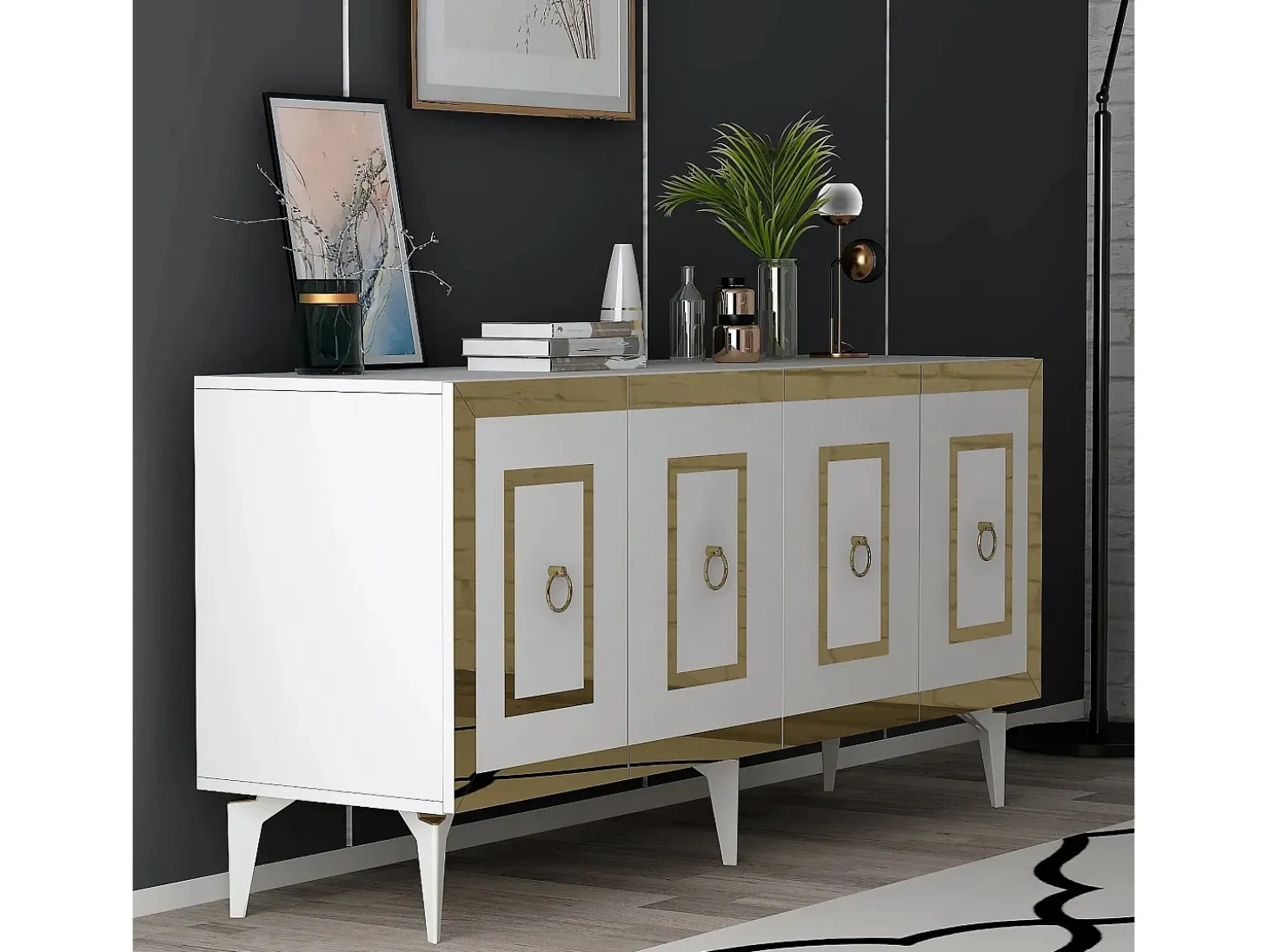 Aparador Karya Blanco dorado150x79x40 cm