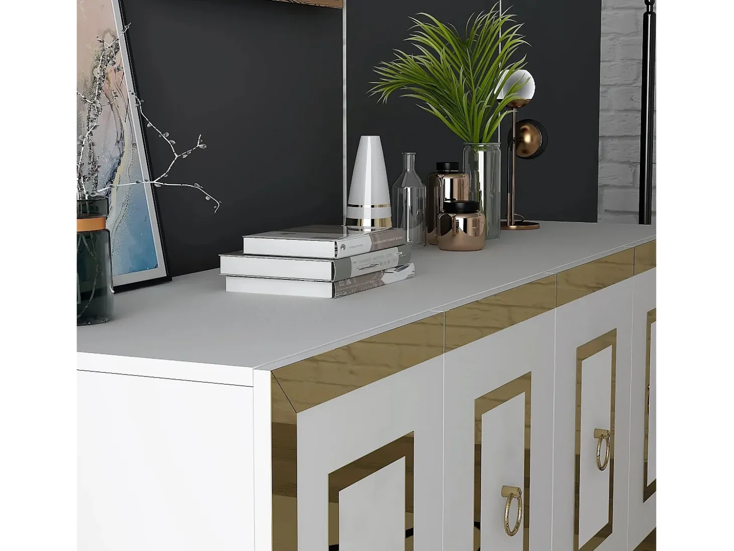 Aparador Karya Blanco dorado150x79x40 cm