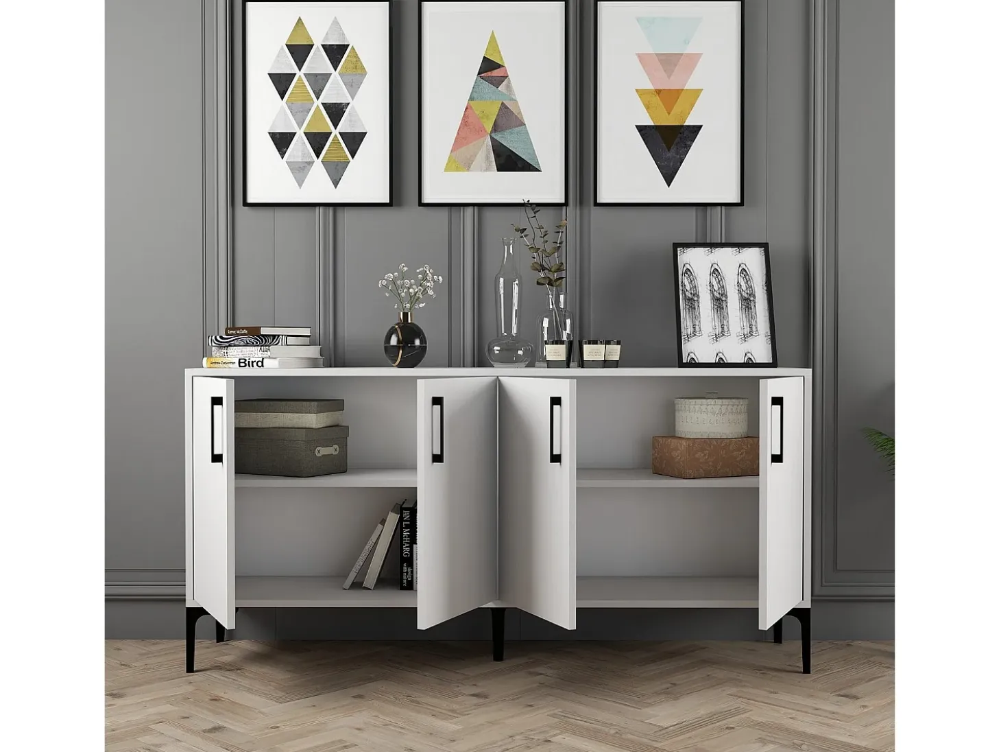 Aparador Kiev 160 blanco 160x35x78 cm