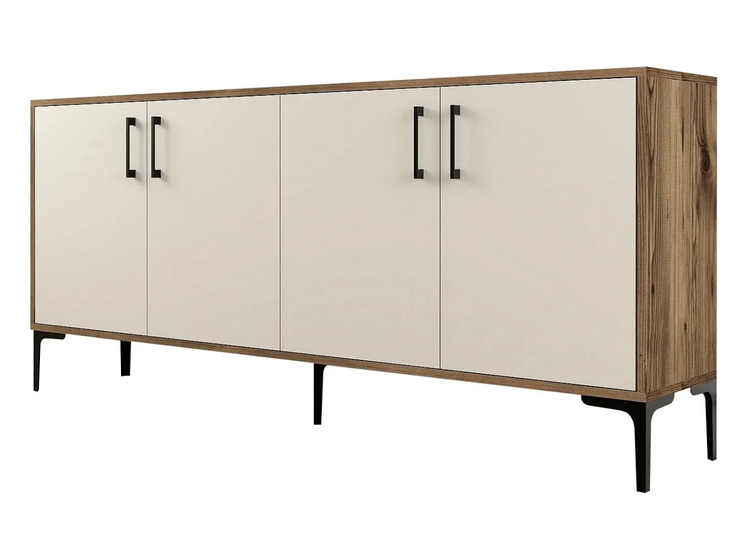 Aparador Kiev crema color nogal 180x35x78 cm