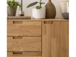 Aparador Kundy madera maciza de roble 2 puertas 4 cajones 160 cm