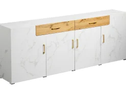 Aparador L 200 cm - 4 puertas con 2 cajones - Blanco