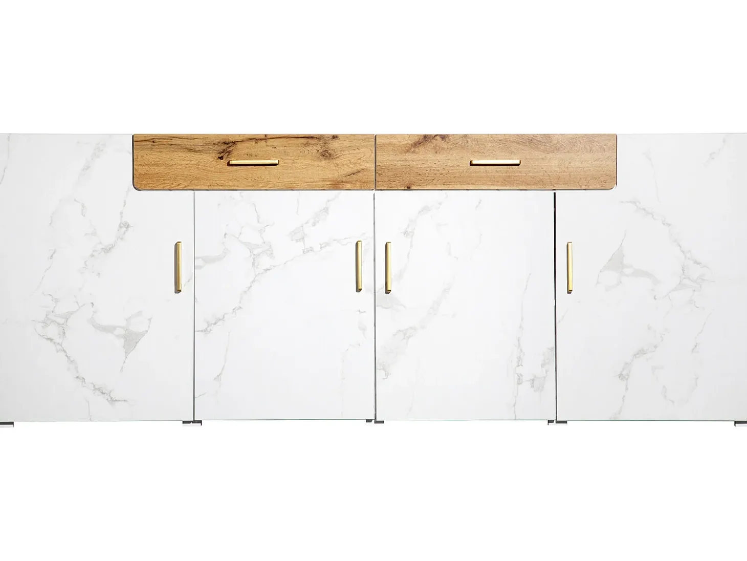 Aparador L 200 cm - 4 puertas con 2 cajones - Blanco