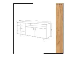 Aparador Lavina color roble Blanco 140x40x86 cm