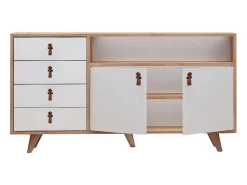 Aparador Lavina color roble Blanco 140x40x86 cm