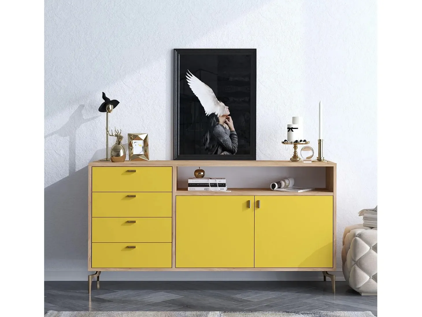 Aparador LİORA color roble Amarillo 140x40x86 cm