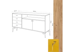 Aparador LİORA color roble Amarillo 140x40x86 cm