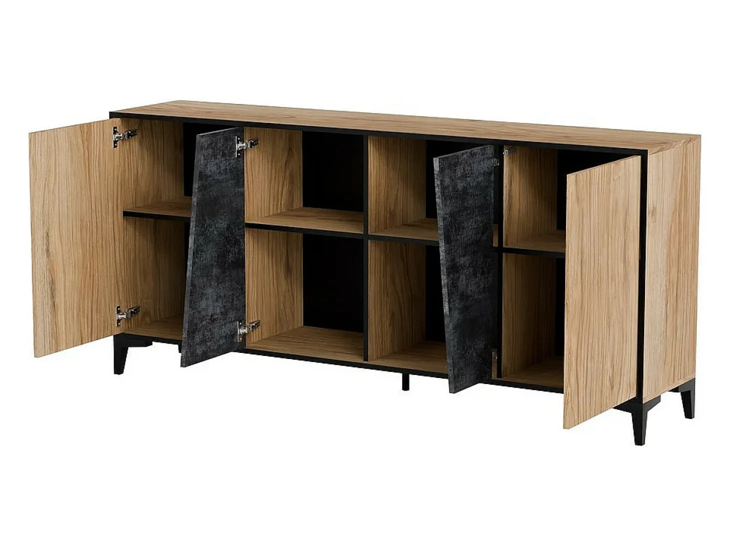 Aparador Ludwig de 4 puertas de diseño en roble y hormigón