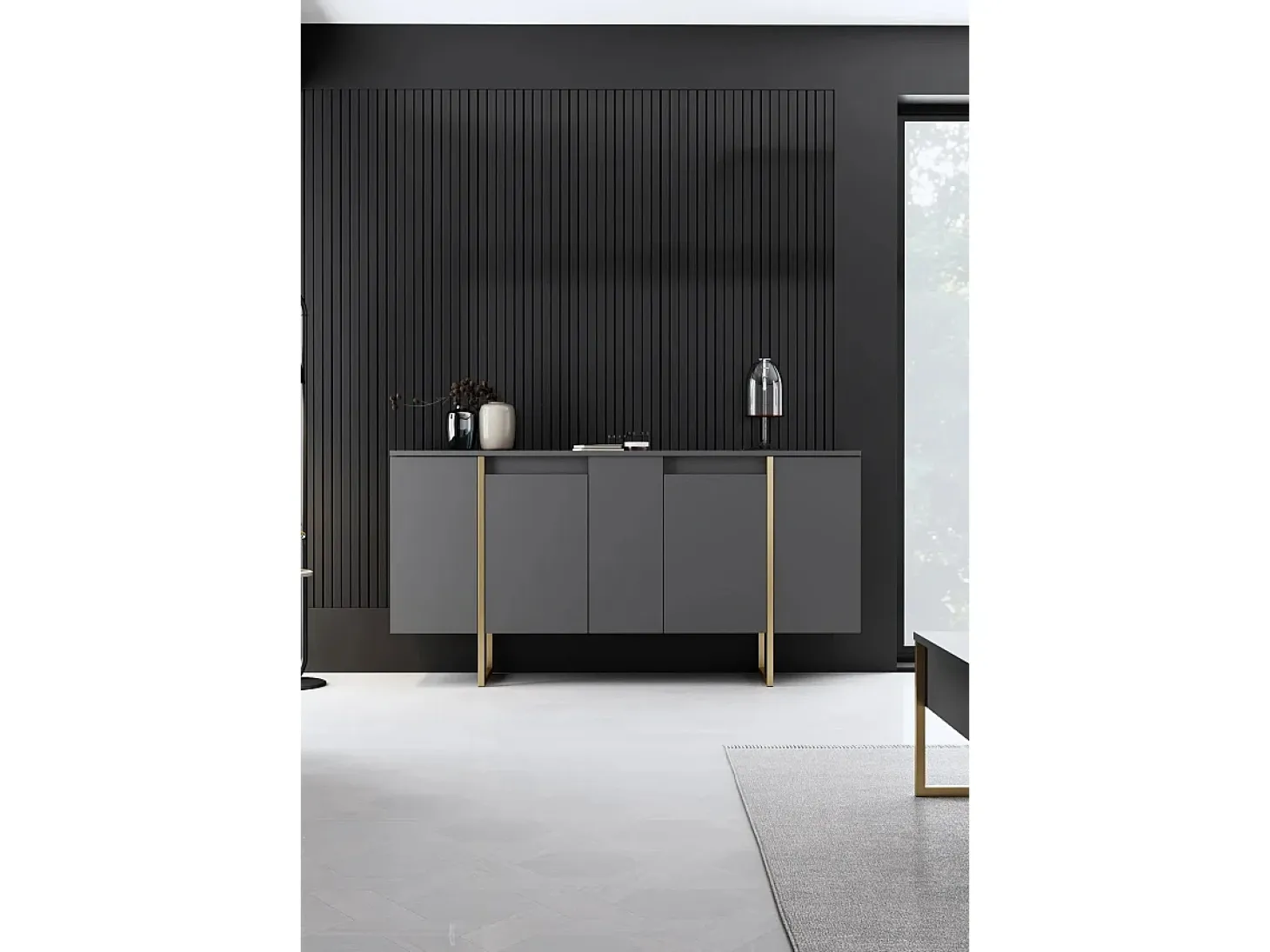 Aparador Luxe Antracita dorado160x35x80 cm