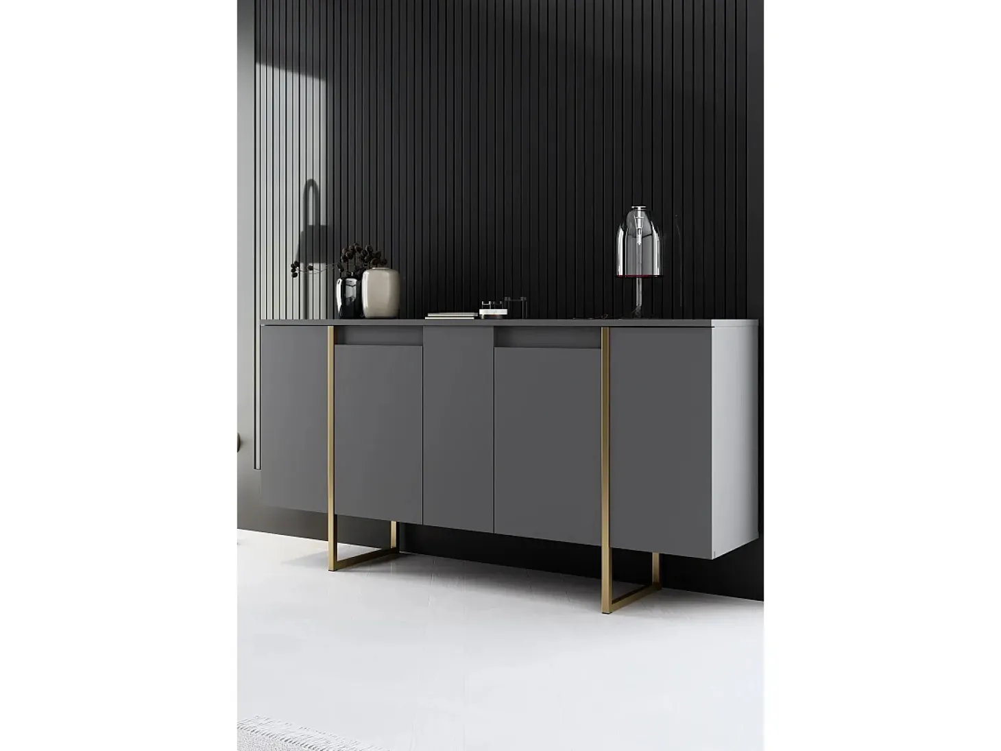 Aparador Luxe Antracita dorado160x35x80 cm