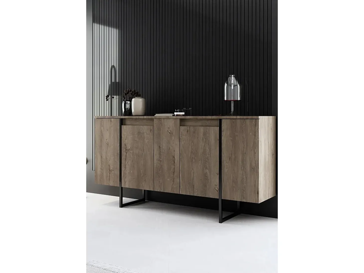 Aparador Luxe color nogal Negro 160x35x80 cm