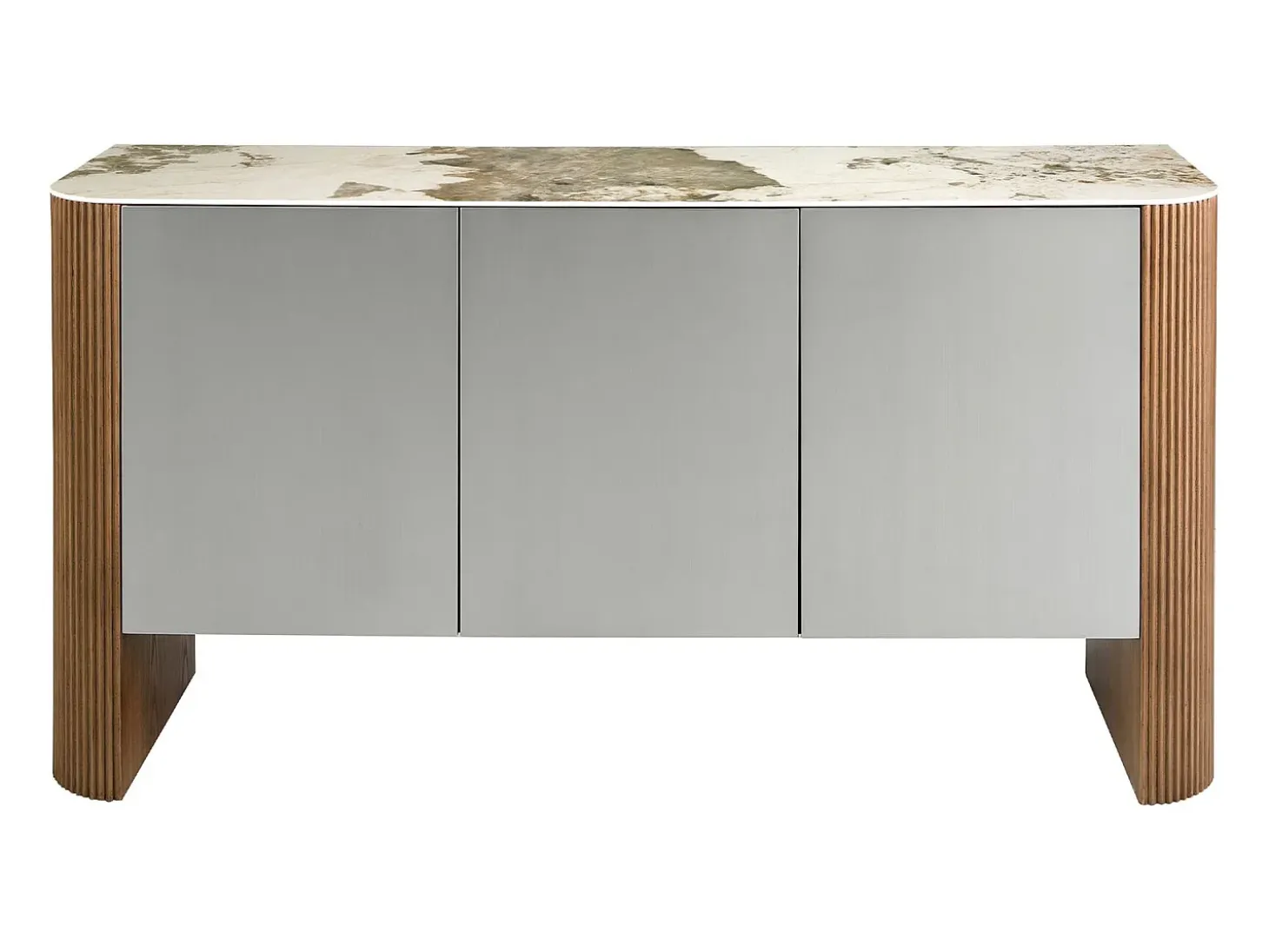 Aparador madera color plata, nogal y tapa de mármol porcelánico 3261 ANGEL CERDA