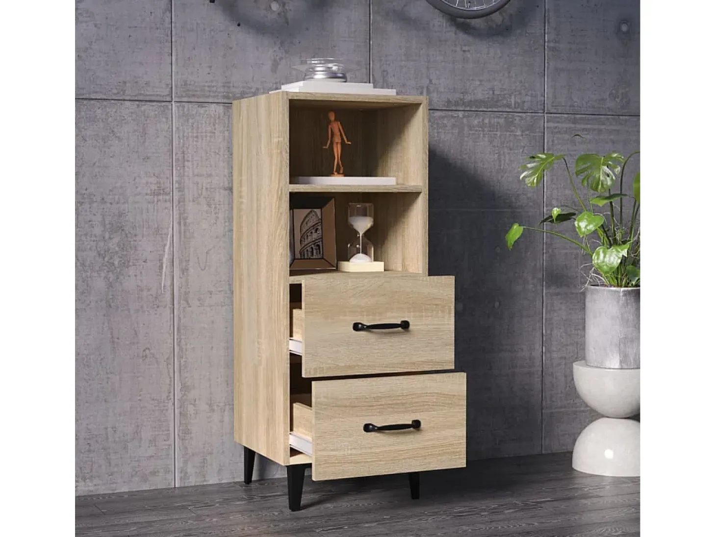Aparador madera contrachapada color roble Sonoma 34,5x34x90 cm ES79269