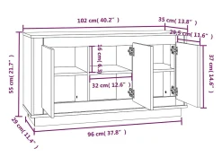 Aparador madera contrachapada gris Sonoma 102x35x55 cm