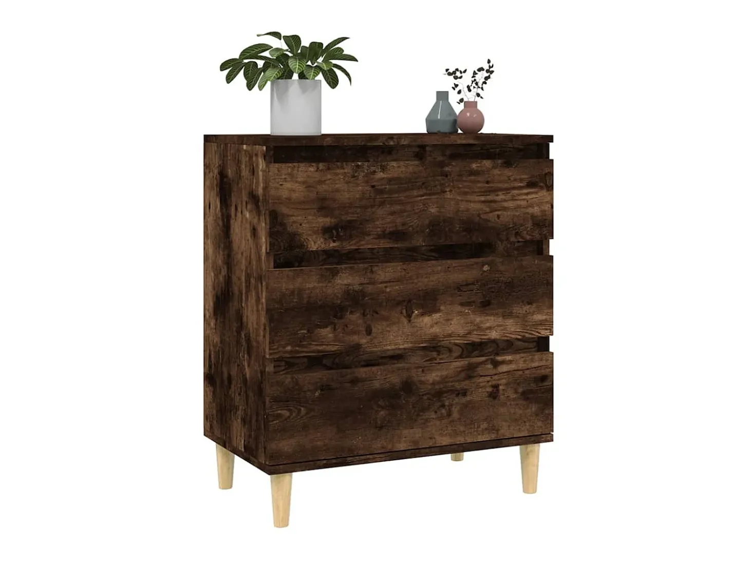 Aparador madera contrachapada color roble ahumado 60x35x70 cm ES61259