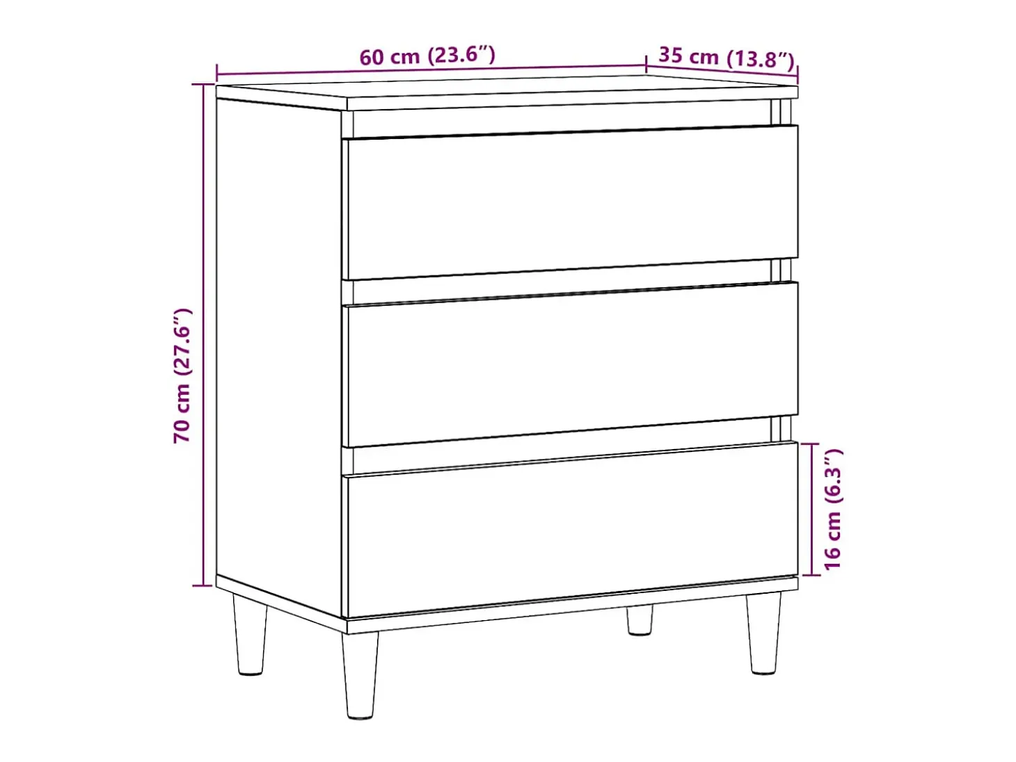 Aparador madera contrachapada roble artisian 60x35x70 cm