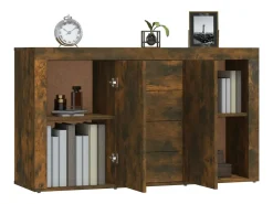Aparador madera contrachapada color roble ahumado 120x36x69 cm