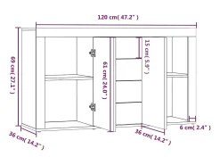 Aparador madera contrachapada color roble ahumado 120x36x69 cm