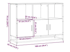 Aparador madera contrachapada color roble ahumado 100x35x76 cm