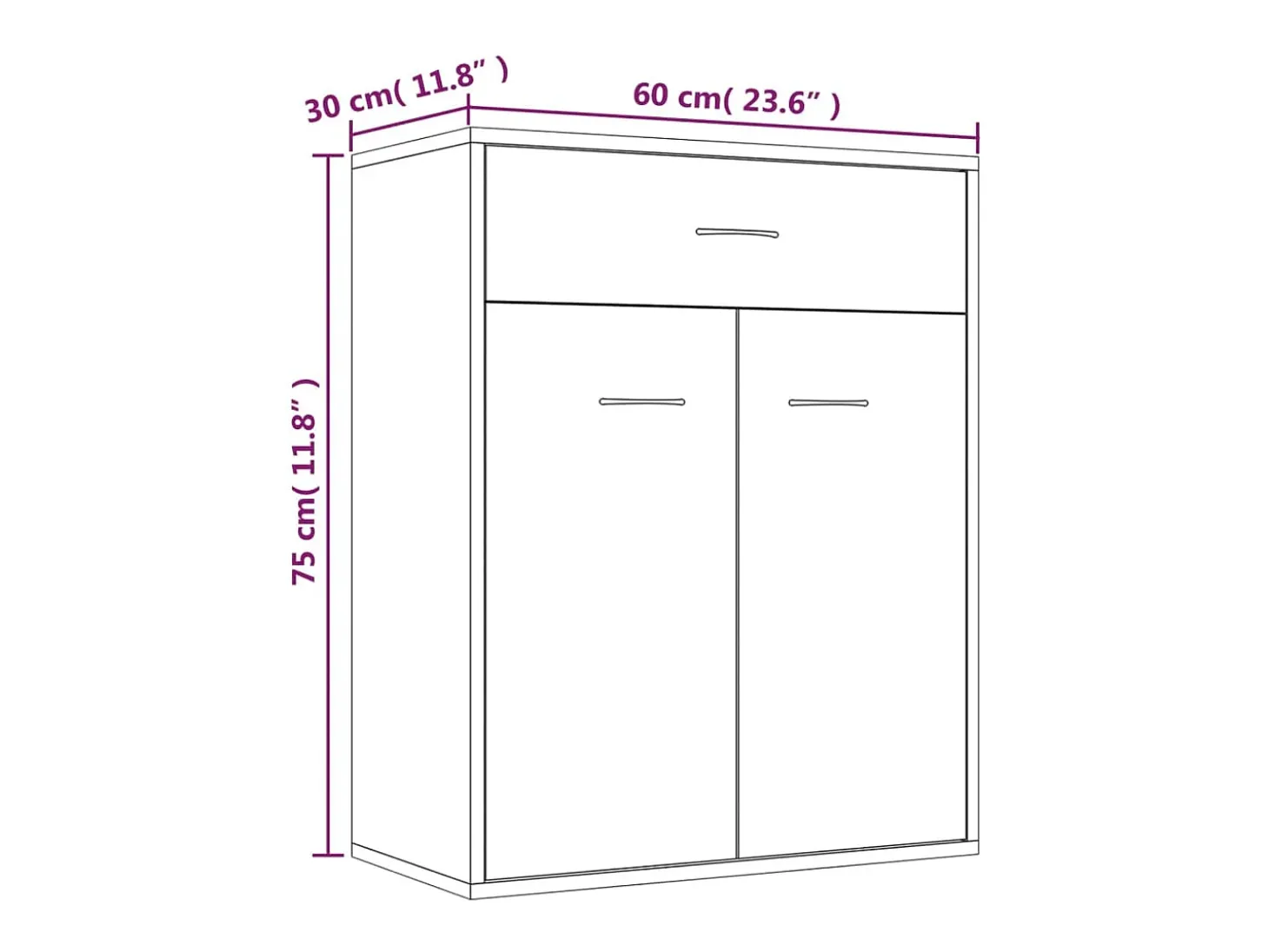 Aparador madera contrachapada color roble ahumado 60x30x75 cm