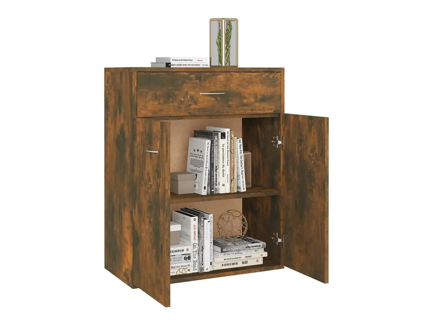 Aparador madera contrachapada color roble ahumado 60x30x75 cm