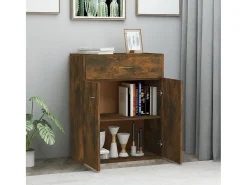 Aparador madera contrachapada color roble ahumado 60x30x75 cm