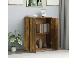 Aparador madera contrachapada color roble ahumado 60x30x75 cm ES96185