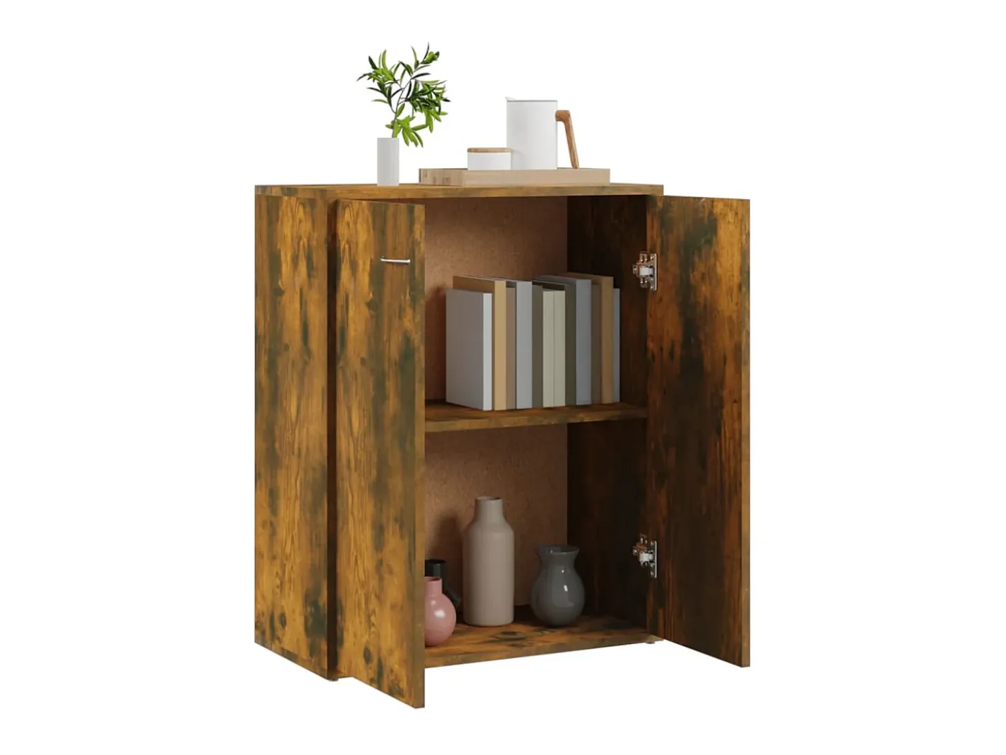 Aparador madera contrachapada color roble ahumado 60x30x75 cm ES96185