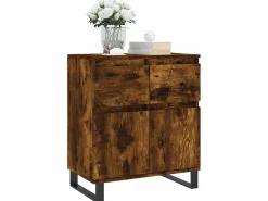 Aparador madera contrachapada color roble ahumado 60x35x70 cm ES10291