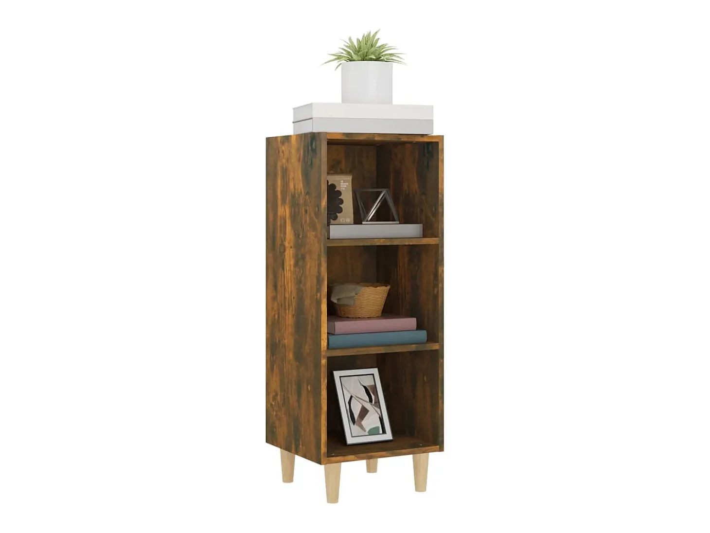 Aparador madera contrachapada roble ahumado 34,5x32,5x90 cm