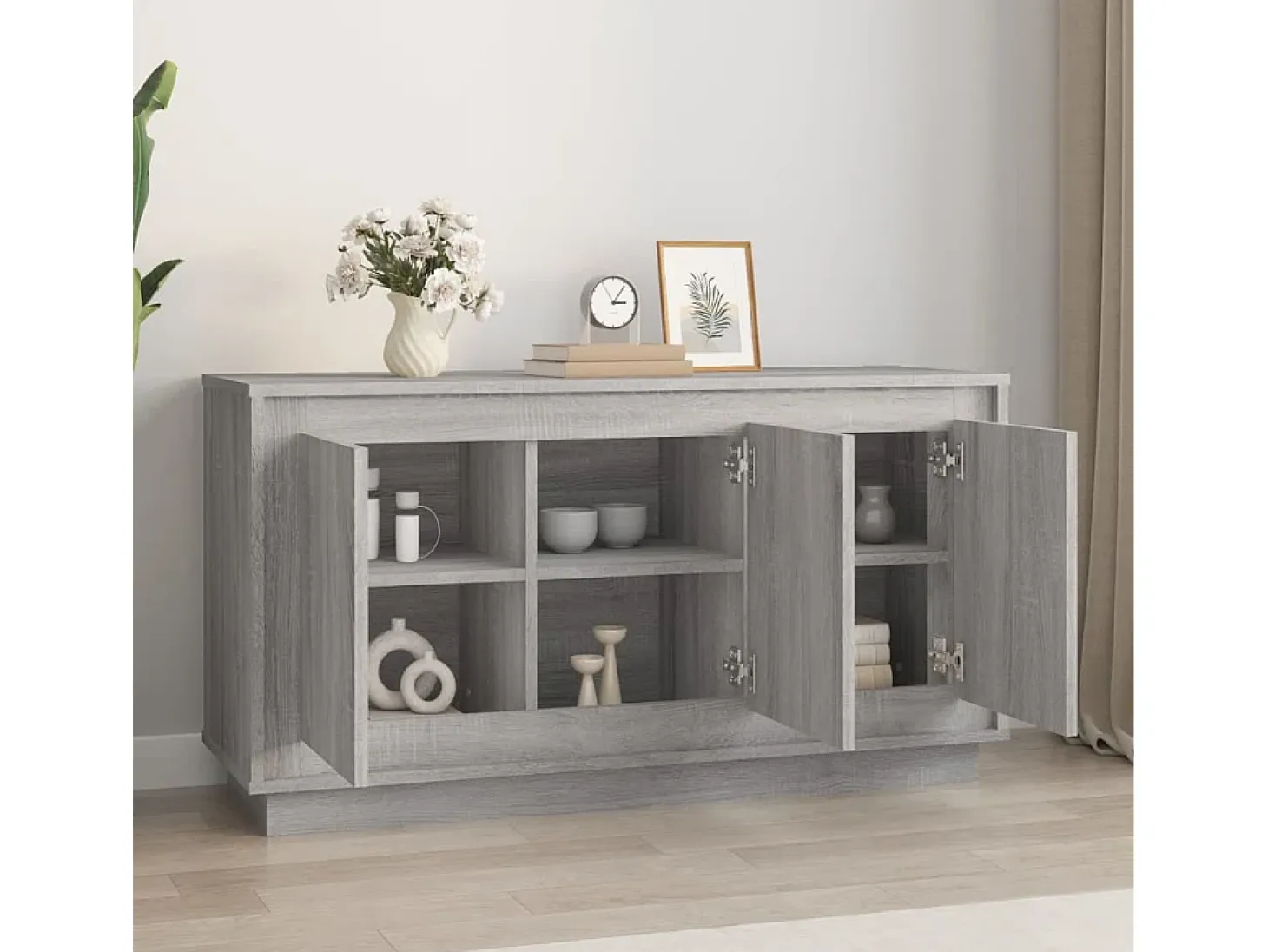 Aparador madera contrachapada gris Sonoma 102x35x55 cm ES568503