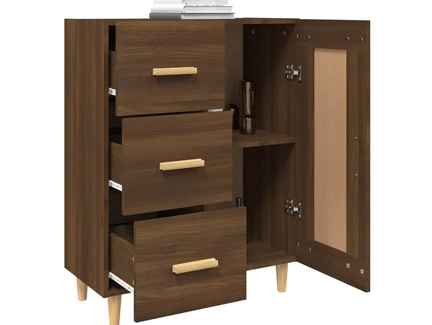 Aparador madera contrachapada marrón roble 69,5x34x90 cm ES79072
