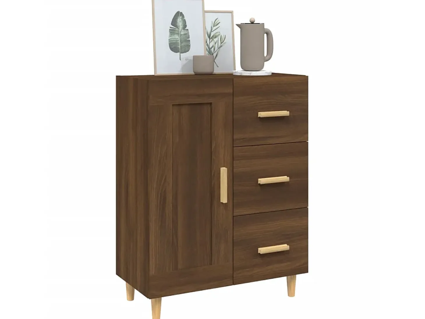 Aparador madera contrachapada marrón roble 69,5x34x90 cm ES79072