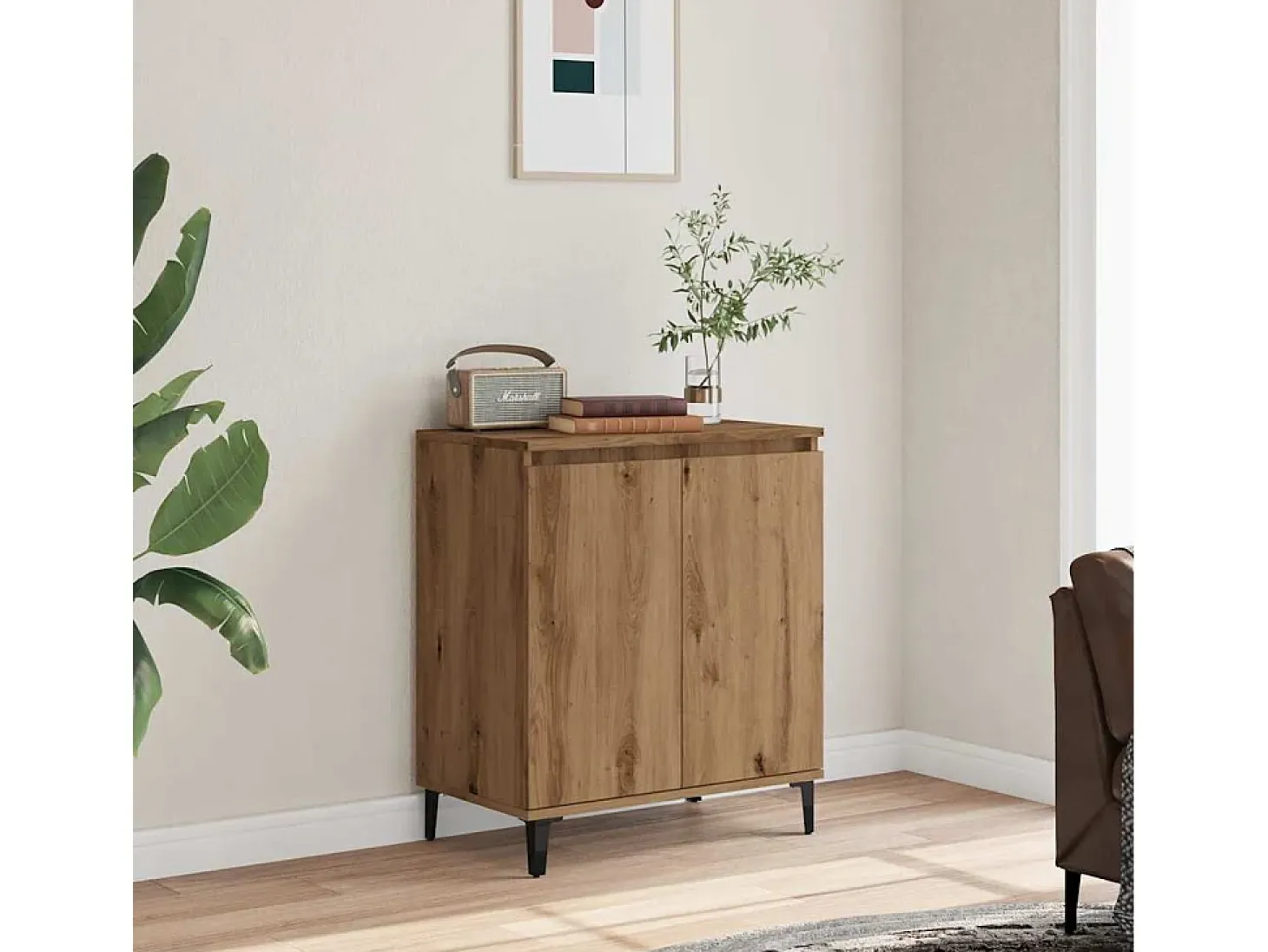 Aparador madera contrachapada roble artisian 60x35x70 cm