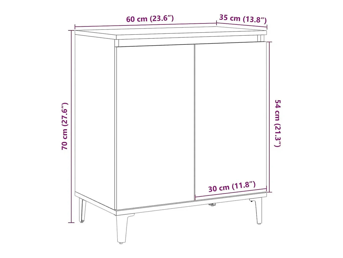 Aparador madera contrachapada roble artisian 60x35x70 cm