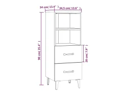 Aparador madera contrachapada color roble Sonoma 34,5x34x90 cm