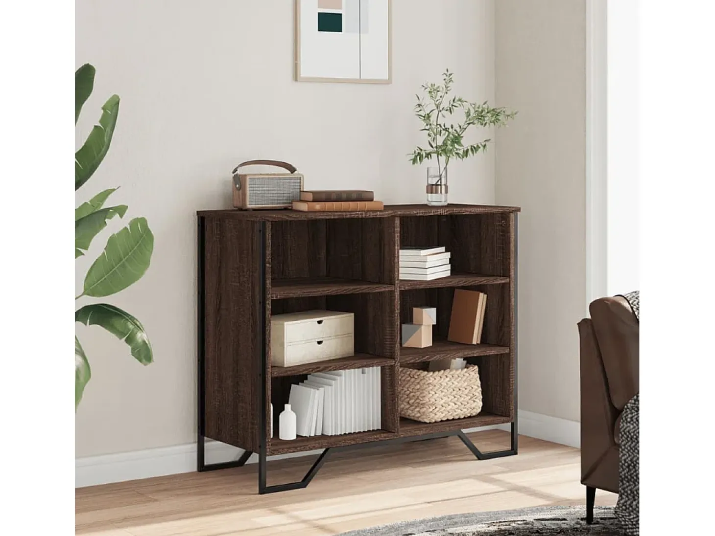 Aparador madera contrachapada roble marrón 91x35,5x74,5 cm