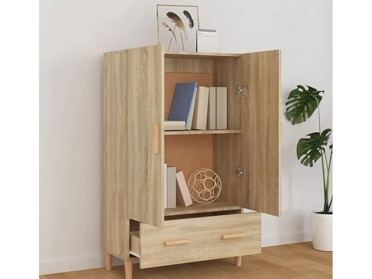 Aparador madera contrachapada roble Sonoma 70x31x115 cm