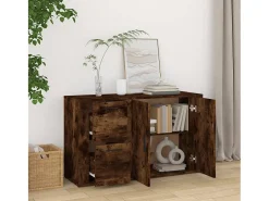 Aparador madera contrachapada roble ahumado 100x33x59,5 cm ES28995