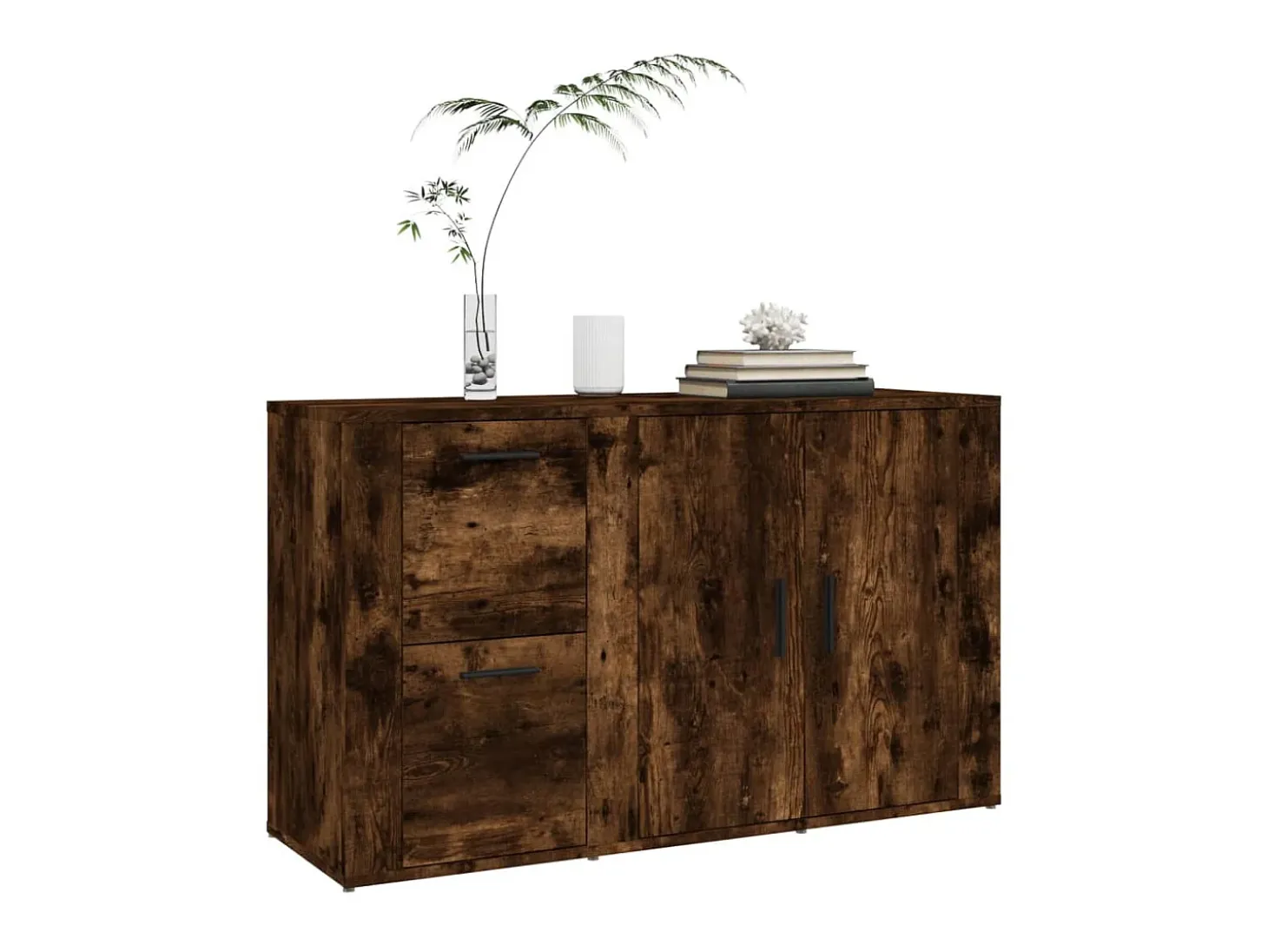 Aparador madera contrachapada roble ahumado 100x33x59,5 cm ES28995