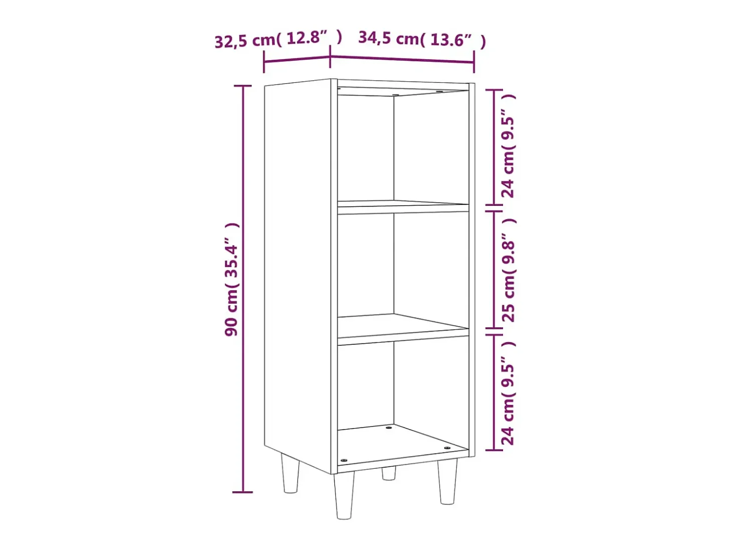Aparador madera contrachapada roble sonoma 34,5x32,5x90 cm
