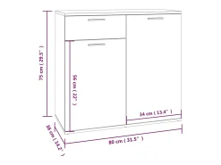 Aparador madera contrachapada roble ahumado 80x36x75 cm