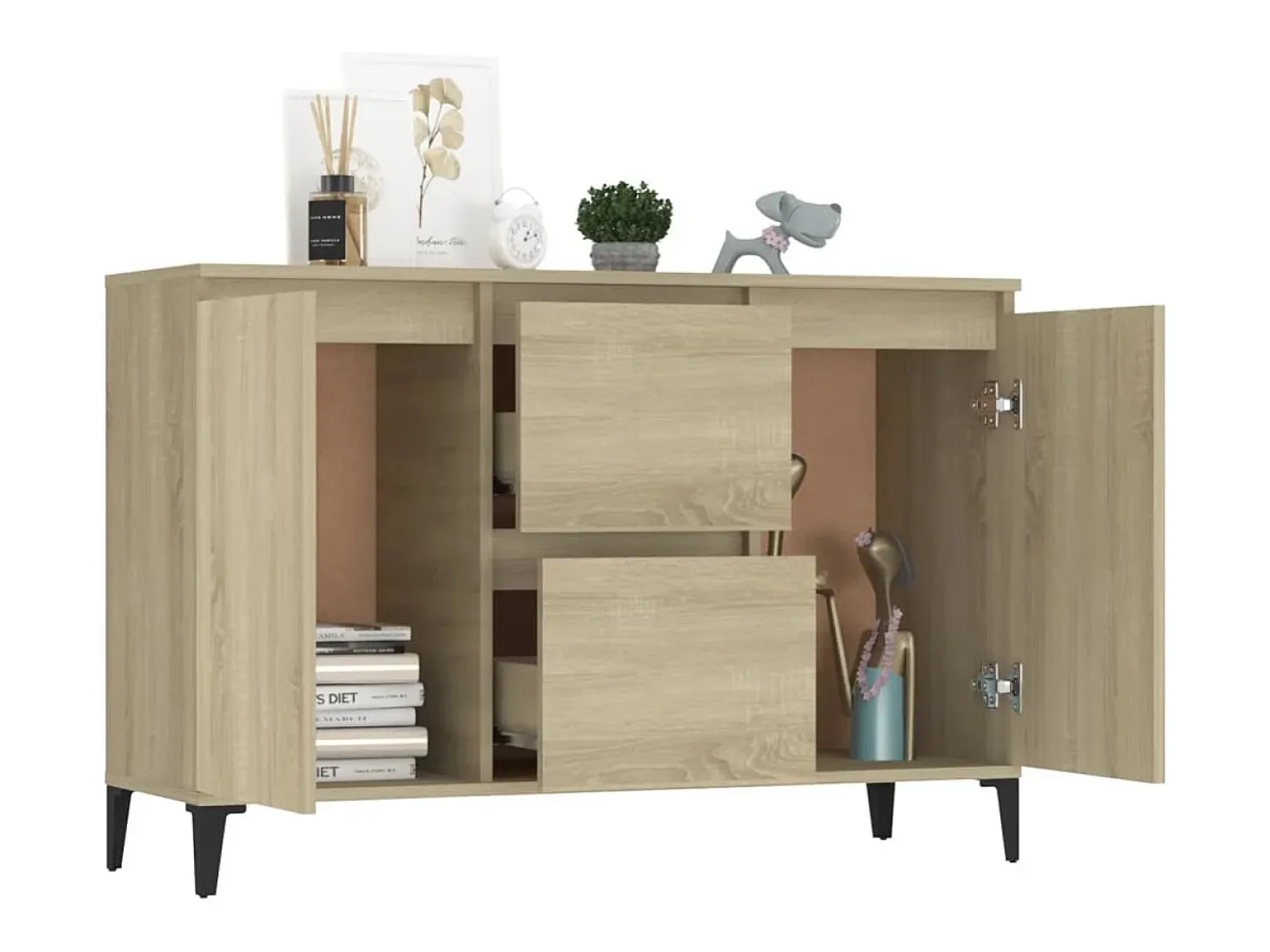 Aparador madera contrachapada color roble Sonoma 104x35x70 cm