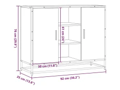 Aparador madera de ingeniería roble ahumado 92x35x76 cm
