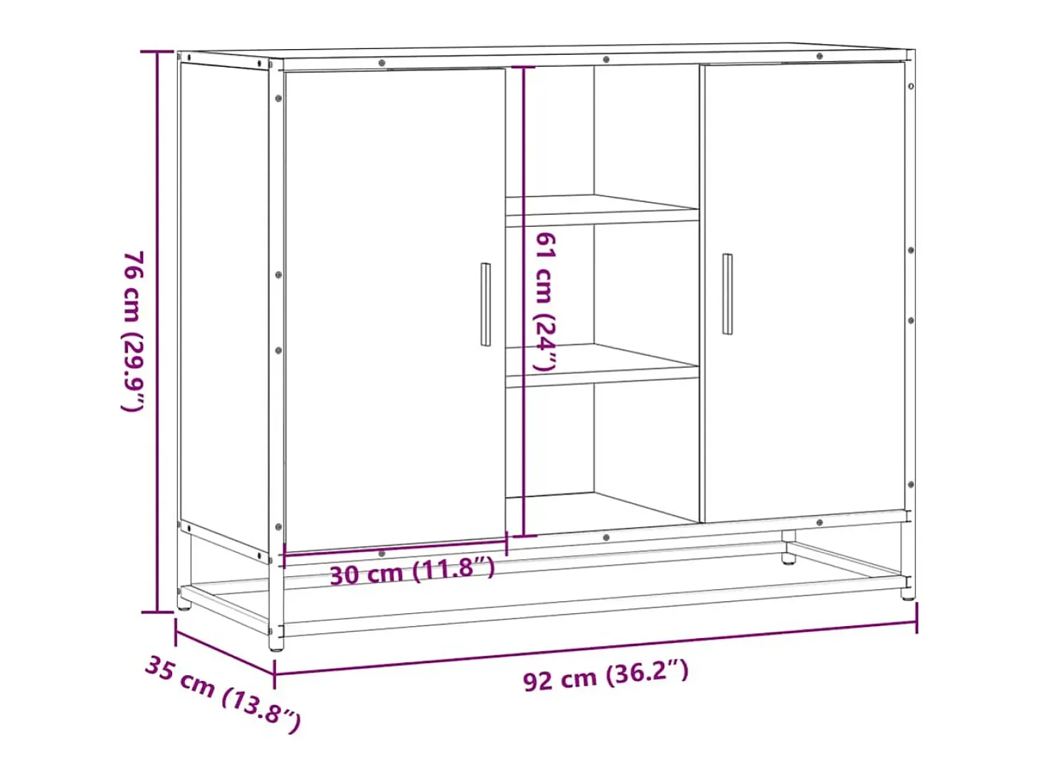 Aparador madera de ingeniería roble ahumado 92x35x76 cm