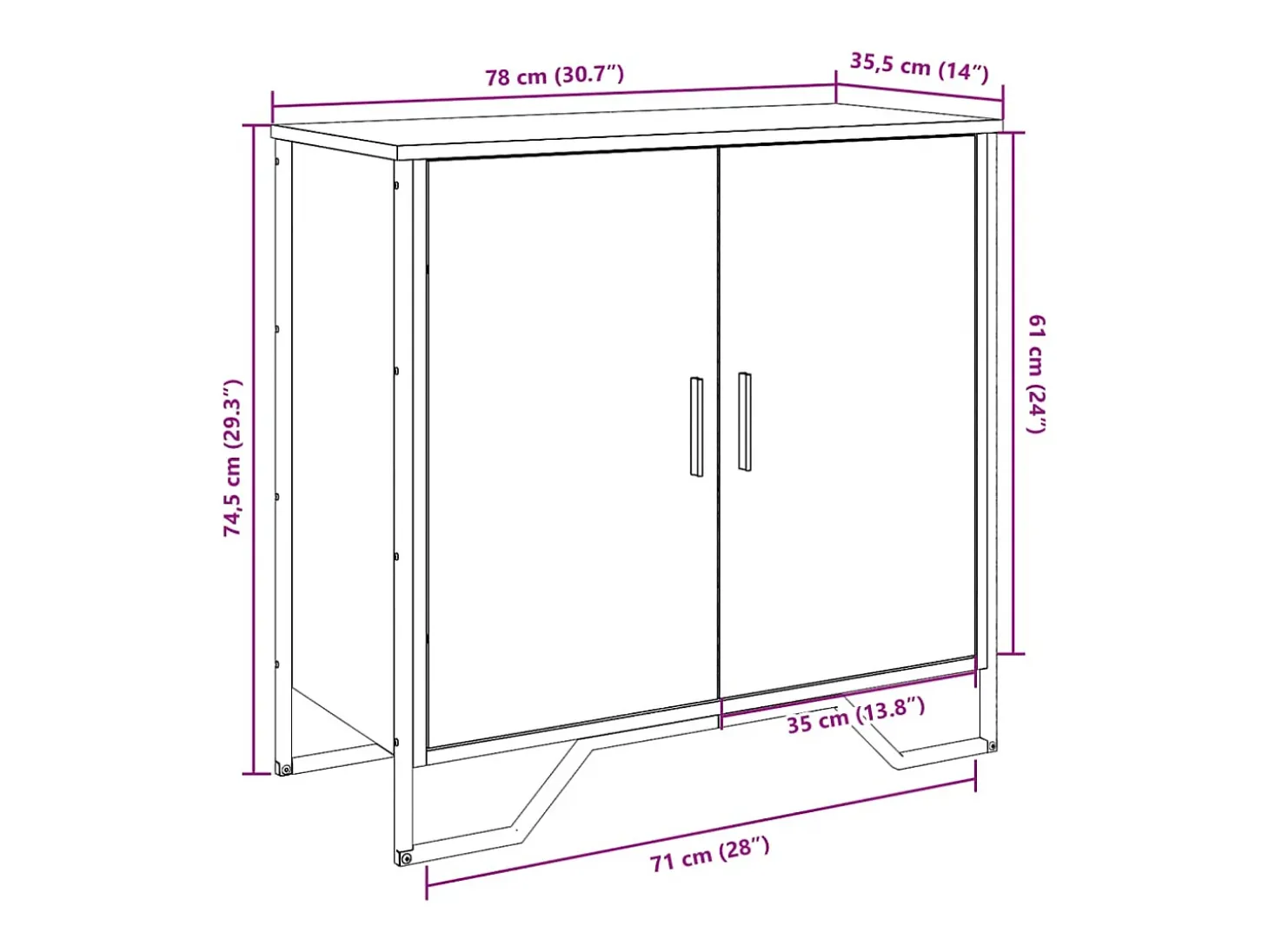 Aparador madera de ingeniería roble ahumado 78x35,5x74,5 cm