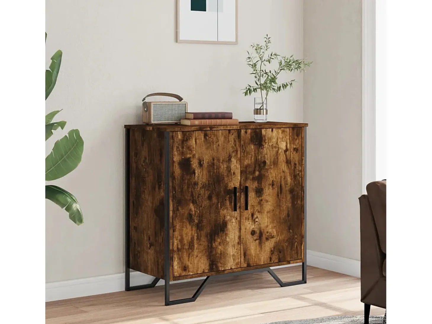 Aparador madera de ingeniería roble ahumado 78x35,5x74,5 cm