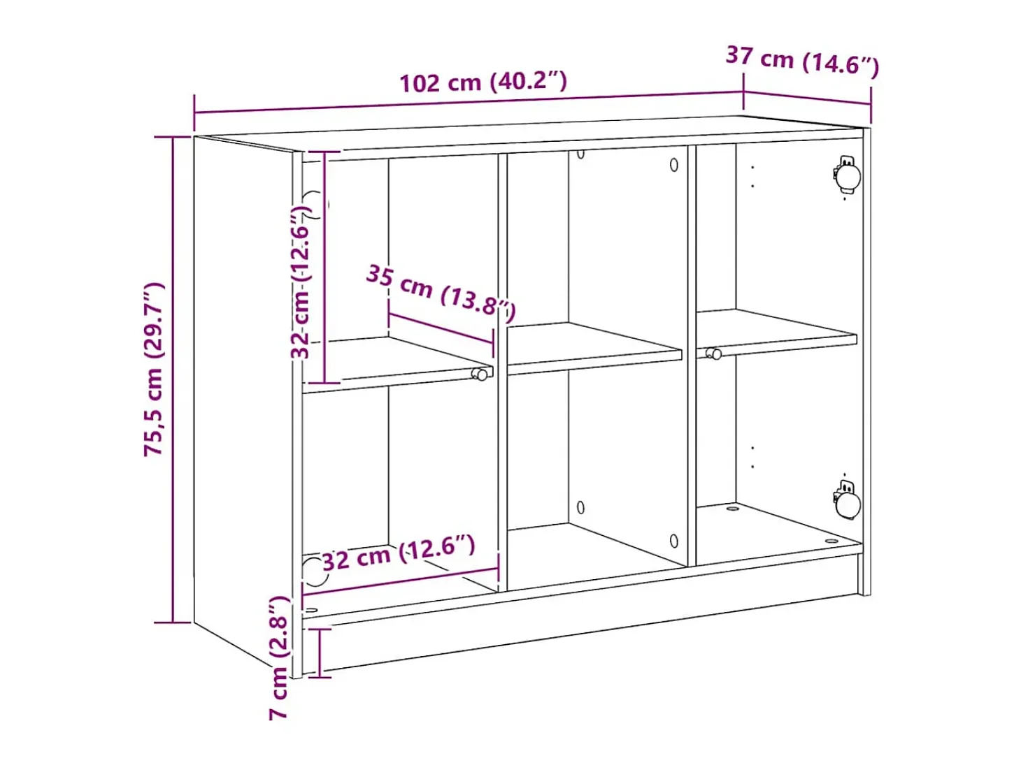 Aparador madera de ingeniería roble artiasian 102x37x75,5 cm