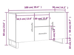 Aparador madera de ingeniería roble ahumado 100x36x60 cm